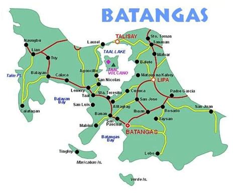 map of the batangas|Detailed Road Map of Batangas .